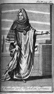 Ridderordener. Chevalier de Saint Michel i Frankrig i det 15. århundrede. I "" Historien om militære ordener eller riddere, om de sikre og rutineprægede militser af begge køn, som er blevet etableret indtil videre. Udgave taget fra Abbe Giustiniani, R.P.Bo af Unknown artist