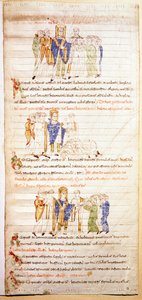 Side af en oplyst bibel (Ms.723-Foglio 138v.) fra begyndelsen af det 12. århundrede. Svag. 52,8x38 cm Rom, Biblioteca Casanatense af Unknown artist