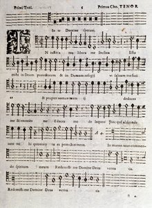Side med partitur af Psalms (op 16) af Ludovico Viadana af Unknown artist