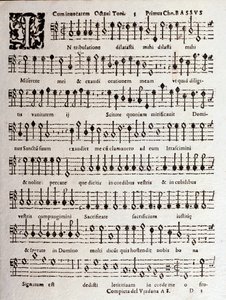 Side med partitur af Psalms (op 16) af Ludovico Viadana af Unknown artist