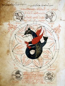 Side af manuskriptet "Astrology Tablets and Cabalistics", afhandling om astrologi fra det 14. århundrede. af Unknown artist