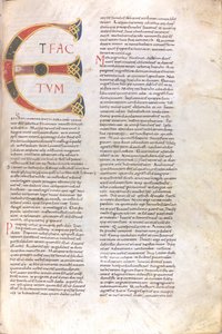 Side med versaler "Et Factotum", 11. århundrede (miniature, membranhåndskrift) af Unknown artist