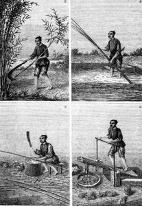 Papirfremstilling i Kina i ""Industriens vidundere"" af Louis Figuier, Paris af Unknown artist