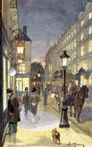 Paris by night, illustration slutningen af det 19. århundrede. af Unknown artist