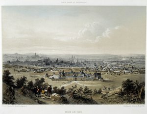 Paris i 1620, overblik taget fra Butte Chaumont - litografi af Unknown artist