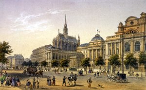 Paris: udsigt over Palais de Justice, gravering af 1. halvdel af 1800-tallet. af Unknown artist