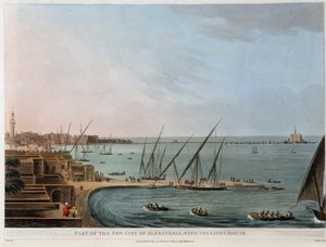 En del af den nye by på Alexandria, med fyrtårnet - i "Udsigt i Egypten, Palæstina og andre dele af det osmanniske rige"" af Unknown artist