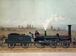 Passagerlokomotiv og kulvogn fra Strasbourg Railway (Crampton-systemet) af Unknown artist