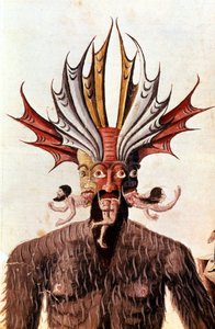 Opførelse af Lucifer (djævel) i Dantes "Divina Commedia". 14. århundredes manuskript. Trivulziana bibliotek, Milano. af Unknown artist