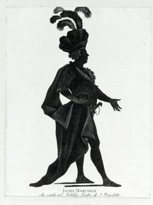 Opførelse af den italienske kastrat Luigi Marchesi (1754 - 1829) også kendt som Marchesini-sang på teatret i San Benedetto. af Unknown artist
