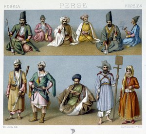 Persiske kostumer - i "" Det historiske kostume"" af Racinet af Unknown artist