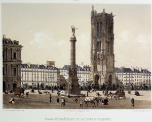 Place du Chatelet og Saint-Jacques Tower af Unknown artist