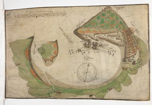 Plan over byen og havnen i San Sebastian, tegnet af Richard Poulter, juni 1585 af Unknown artist