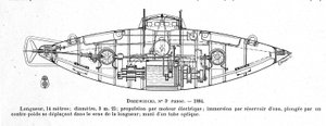 Plade, der repræsenterer ubåden (ubåden) Drzewiecki 2 designet af opfinderen og ingeniøren Stefan K. Drzewiecki (1844-1938) af Unknown artist