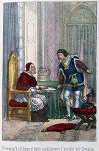 Pave Clemens V og Filip IV Bel, konge af Frankrig, besluttede at eliminere tempelriddere af Unknown artist