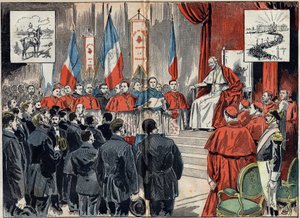 Pave Leon XIII (1810-1903) indviede Frankrigs protektorat i Det Hellige Land, da Tyskland ønskede at erstatte det. Publikum 8. oktober af Unknown artist