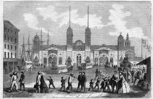 Port of New York (New York), USA. Indgravering i "The Illustrous Universe" af Unknown artist