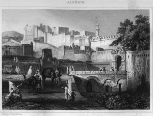 Porte Bab-Azoun i Algier, et fort besat af delingen af Escars under Frankrigs erobring af Agery i 1830, i "L