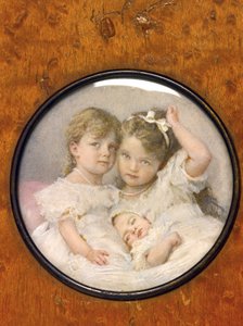 Portrætminiature af storhertuginderne Olga (1895-1918), Tatiana (1897-1918) og Maria (1899-1918) af Rusland, ca. 1900 (miniature) af Unknown Artist