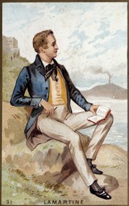 Portræt af Alfonso de Lamartine (1790 - 1869) fransk digter. 1800-tallets kromolitografi. af Unknown artist