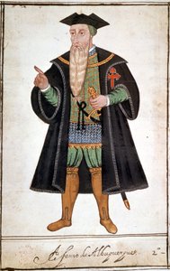 Portræt af Alphonse (Alfonso eller Afonso) af Albuquerque (1453 - 1515). Manuskript af Pedro Varretto de Resenda. 16. århundrede. af Unknown artist