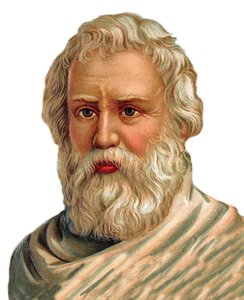Portræt af Archimedes af Syracuse - græsk matematiker, fysiker, ingeniør, opfinder - Archimede de Syracuse - kromolitografi af Unknown artist