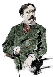 Portræt af Arrigo (eller Enrico) Boito (1842-1918), italiensk librettist, forfatter til librettoen til "Otello" (Othello) af Giuseppe Verdi. Gravering i "" Le monde illustrious"" af Unknown artist