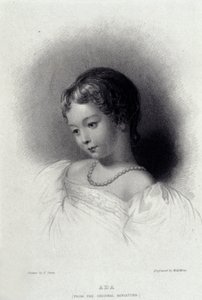 Portræt af Augusta Ada Byron (1815-1852), der blev Anna Lovelace, datter af digteren George Gordon Byron. Indgravering af det 19. århundrede. af Unknown artist