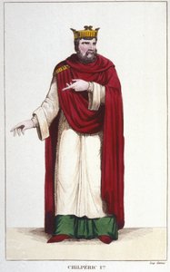Portræt af Chilperic I (539 - 584), konge af Neustrien, gravering 1830 af Unknown artist
