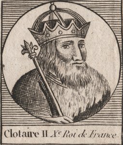 Portræt af Clothaire II (584 - 628), konge af Neustrien og konge af frankerne - Clotaire eller Chlotar II (d.629) konge af frankerne - gravering fra "Instruction sur l
