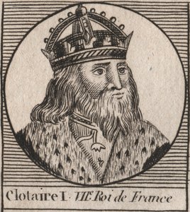 Portræt af Clothaire I (497 - 561), konge af Neustrien og konge af frankerne - Clothar I, konge af frankerne - gravering fra "Instruction sur l
