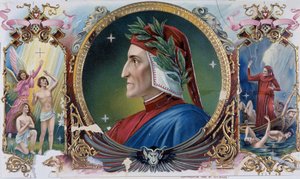 Portræt af Dante - Cigaræskeetikette, slutningen af det 19. århundrede af Unknown artist