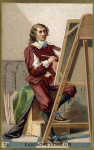 Portræt af Eustache Le Sueur (1617 - 1655), fransk maler, designer og dekoratør. Kromolitografi af det 19. århundrede. af Unknown artist