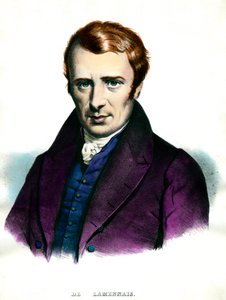 Portræt af Felicite Robert de Lamennais (1782-1854), fransk forfatter. Indgravering af privatsamlingen fra det 19. århundrede af Unknown artist