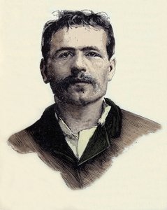 Portræt af Francois Claudius Koenigstein (1859-1892), fransk anarkistisk terroraktivist. Indgravering af det 19. århundrede af Unknown artist