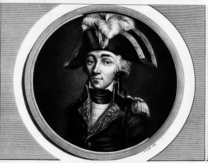 Portræt af Francois Hanriot (1761-1794), fransk revolutionær - Indgravering i ""Komplet samling af historiske malerier fra den franske revolution, i tre bind""" 1804 af Unknown artist