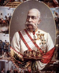 Portræt af François Joseph I (1830 -1916). Kejser af Østrig og Konge af Ungarn. kromolitografi fra slutningen af det 19. århundrede.. af Unknown artist