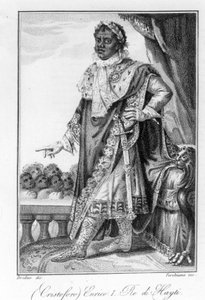 Portræt af general Henry Christophe, konge af Haiti, helten fra Haitis uafhængighed. Gravering sd. 19. århundrede. af Unknown artist