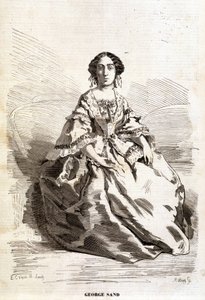 Portræt af George Sand (Aurore Dupin, Baronne Dudevant) (1804-1876). af Unknown artist