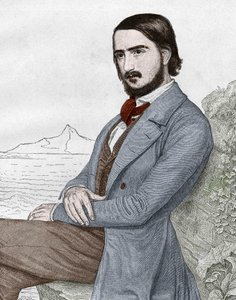 Portræt af Georges (Georg) Herwegh (1817-1875) tysk digter baseret på maleriet af C. HITZ. af Unknown artist