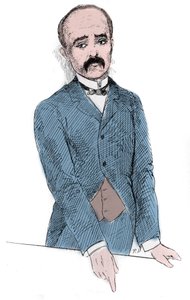 Portræt af Georges Benjamin Clemenceau (1841-1929) fransk politiker under diskussionerne om spørgsmålet om Tonkin og Frankrig. Gravering i "" Le Monde Illustré"" af Unknown artist