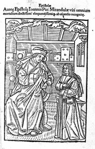 Portræt af Giovanni Pico della Mirandola (Jean Pic de la Mirandole). Titelside på "" Epistole auree "" af Unknown artist
