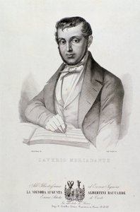 Portræt af Giuseppe Saverio Mercadante (1795-1870), italiensk komponist Litografi. 19. århundrede. Bologna, borgermusikmuseum af Unknown artist