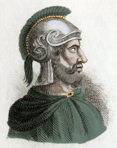 Portræt af Hamilcar Barca (eller Barcas) (ca. 275-228 f.Kr.), statsmand og karthaginsk general, grundlægger af Barcides-dynastiet og far til Hannibal. Indgravering af det 19. århundrede. af Unknown artist