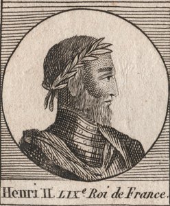Portræt af Henrik II (1519-1559) Konge af Frankrig - Henrik II (1519-59), konge af Frankrig - gravering fra "Instruction sur l