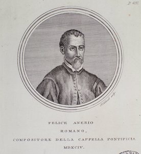 Portræt af den italienske komponist Felice Anerio (gravering af Unknown artist