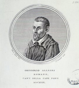 Portræt af den italienske komponist Gregorio Allegri (1582-1652) Indgravering. 1629. Bologna, borgerligt bibliografisk museum af Unknown artist