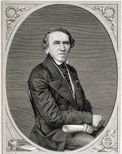Portræt af Jakob Liebmann Beer, kendt som Giacomo Meyerbeer (1791 - 1864), tysk komponist. Gravering 1800-tallet. af Unknown artist