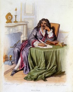 Portræt af Jean-Baptiste Poquelin dit Molière, fransk dramatiker og skuespiller (1622-1673) - i "" Le Plutarque francais"", red. Mennechet af Unknown artist