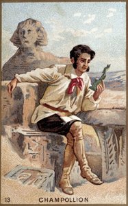 Portræt af Jean François (Jean-Francois) Champollion, dit le Jeune (1790 - 1832) fransk egyptolog. Kromolitografi af det 19. århundrede. af Unknown artist